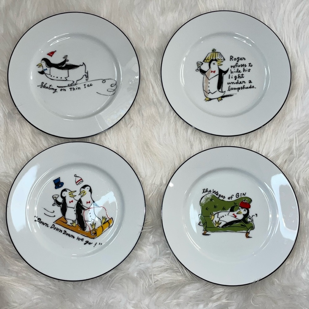 Pottery Barn Penguins series appetizer plates (4)